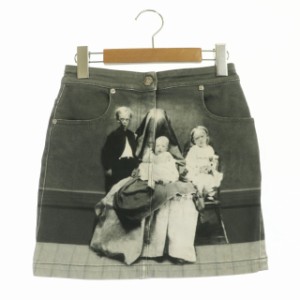 【中古】バーバリー Victorian Portrait Print Stretch Denim Mini Skirt スカート US2 グレー 8016963 レディース