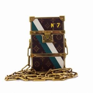 【中古】ルイヴィトン LOUIS VUITTON 22SS モノグラム(N°7) トランク ボックス イヤホンケース 茶 MP3273