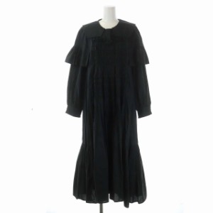 【中古】エンフォルド 21SS タイプライターラスターギャザースモックDRESS ドレス ワンピース ロング フレア 長袖 黒