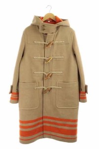 【中古】バーバリー BURBERRY 近年モデル ダッフルコート ロング フード付き ウール 46 ベージュ オレンジ