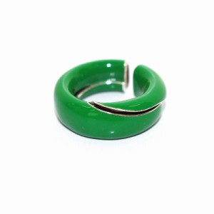 【中古】ボッテガヴェネタ BOTTEGA VENETA 22SS フォールドリング 指輪 AG925 11号 シルバー 緑 グリーン