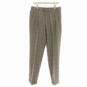 【中古】ランバン LANVIN スラックス 2タック パンツ 千鳥柄 ウール 82 グレー /☆G メンズ