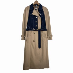 【中古】バーバリー BURBERRY トレンチコート デニム切替 コート ベルト 裏ノバチェック IT38 ベージュ 4567672