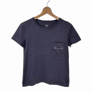 【中古】エルメス HERMES 20AW Tシャツ クルーネック ポケット 刺繍 36 紺 ネイビー レディース