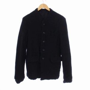 【中古】COMME des GARCONS HOMME PLUS AD2022 22AW nomad期 縮絨 ノーカラージャケット ウール M 黒 PJ-J046