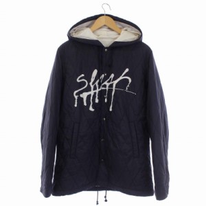 【中古】アンダーカバー 15AW slash magazine キルティングジャケット 中綿ジャケット フード ロゴプリント 3 L 紺