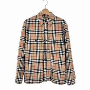 【中古】バーバリー BURBERRY ノバチェックシャツ ジャケット オーバーサイズ 裏ボア ウール XS ベージュ 8043839