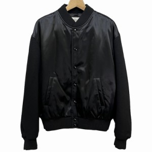 【中古】未使用品 セリーヌ CELINE 22AW テディジャケット TEDDY BOY DOLL NYLON SATIN スタジャン 50 黒 2W750048S