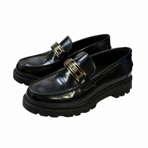 【中古】クリスチャンディオール Christian Dior ロゴプレートローファー レザー 革靴 厚底 黒 ブラック 36 1/2D 23.5