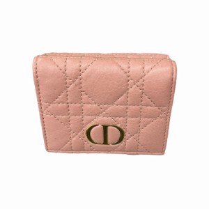 【中古】ディオール Dior ディオール カナージュ 三つ折り財布 桃色 ピンク レディース