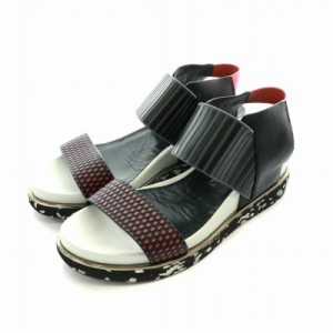 【中古】UNITED NUDE Rico Platform Sandal スポーツサンダル レザー 厚底 ストラップ 38 24cm-24.5cm 黒 白