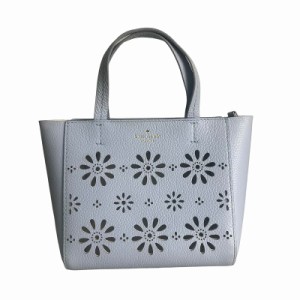 【中古】ケイトスペード KATE SPADE 2WAY 花モチーフ カットワーク レザー ハンドバッグ ショルダーバッグ 水色 