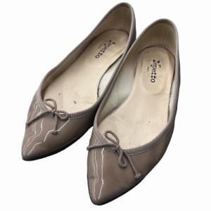 【中古】レペット Repetto パテントレザー ポインテッドトゥ バレエシューズ  パンプス 25.0cm ピンク ベージュ