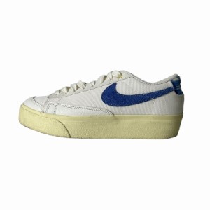 【中古】ナイキ NIKE BLAZER LOW PLATFORM スニーカー 白 ホワイト 青 ブルー 24.5cm DO2371-133 レディース