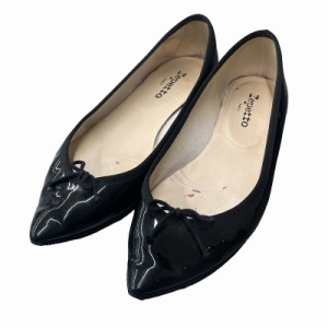 【中古】レペット Repetto パテント ポインテッド バレエシューズ フラット パンプス 靴 381/2 25.0?p 黒  レディース