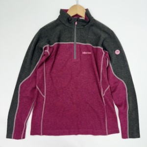 【中古】マーモット MARMOT ハーフジップ フリース スポーツウェア ストレッチ ロゴ ピンク グレー M レディース