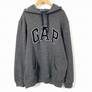 【中古】ギャップ GAP パーカー スウェット 長袖 ロゴ 裏起毛 灰色 グレー M メンズ