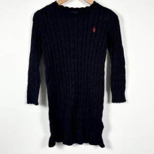 【中古】ポロ ラルフローレン POLO RALPH LAUREN ニットワンピース セーター 長袖 ケーブル 紺色  6サイズ 120 キッズ