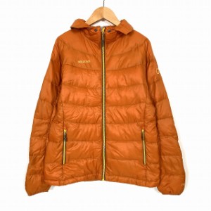 【中古】マーモット MARMOT ダウンジャケット アウター 長袖 750FILL ロゴ オレンジ L 収納袋付き レディース