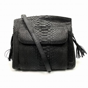 【中古】ショルダーバッグ 鞄 リアルパイソンレザー 蛇革 肩掛け タッセル 黒 ブラック レディース
