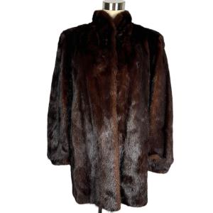 Black Jewel　ロングコート　ミンク　毛皮　ダークブラウン　13号 毛並み美品○MINK ミンク 本毛皮ショートコート ジャケット