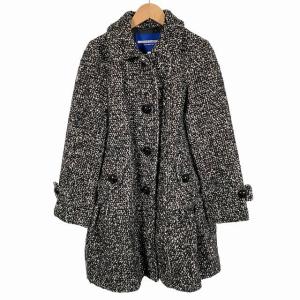 ＊バーバリーブルーレーベル＊ウールコート＊Aライン＊ノバチェック柄＊ブラック＊M 希少✨【バーバリーブルーレーベル】ウールアンゴラ ノバ