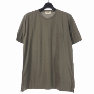 【中古】エルメス HERMES Tシャツ カットソー 胸ポケット 丸首 XL カーキ 緑 国内正規 メンズ