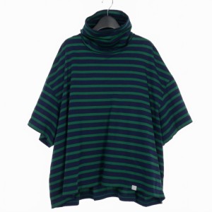 【中古】カラー kolor beacon 20SS ハイネック ボーダーTシャツ カットソー 半袖 1 グリーン ネイビー 紺