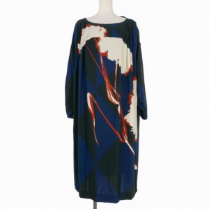 【中古】ドリスヴァンノッテン DRIES VAN NOTEN 花柄 ギャザー フローラルプリント ワンピース ひざ丈 44