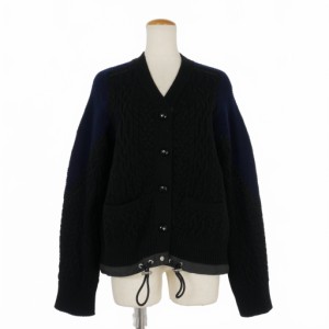 【中古】サカイ sacai ドッキング ケーブルニット カーディガン 3 紺 ネイビー 16-02784 レディース