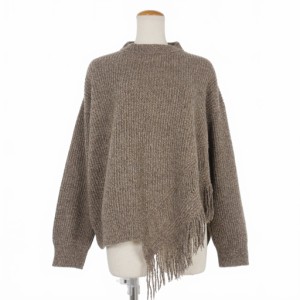 【中古】ステラマッカートニー STELLA McCARTNEY フリンジ ニット セーター 長袖 38 チャコールグレー 