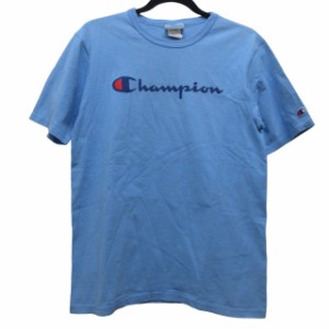 【中古】チャンピオン CHAMPION ロゴTシャツ カットソー 半袖 水色 JPN Lサイズ 0103 レディース