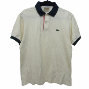 【中古】ラコステ LACOSTE ヴィンテージ ポロシャツ カットソー 半袖 アイボリー XS-S 0115 メンズ