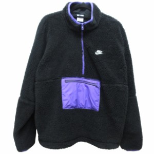 【中古】ナイキ NIKE クラブウィンター ハーフジップ アノラック ボアジャケット ブラック Lサイズ 0127 