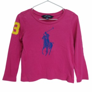 【中古】ラルフローレン RALPH LAUREN Tシャツ 長袖 プリント ワッペン ピンク 3T 92119 0507 