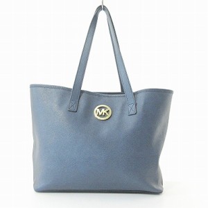 【中古】マイケルマイケルコース Michael michael kors トートバッグ ショルダーバッグ レザー ロゴプレート ネイビー 紺