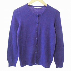 【中古】ユニクロ UNIQLO カシミア カーディガン ニット セーター 長袖 羽織り パープル 紫 M 0310 レディース