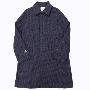 【中古】サカイ sacai 17AW ステンカラーコート 千鳥柄 チェック マルチボタン 17-01452M ネイビー 2 Mサイズ相当