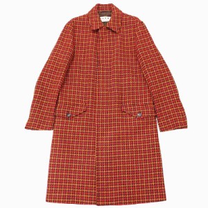 【中古】マルニ MARNI 17AW ステンカラーコート ロング 千鳥柄 チェック イタリア製 茶 オレンジ 赤 44 0331 メンズ