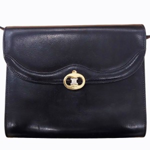 【中古】セリーヌ CELINE ヴィンテージ  OLD オールド フラップショルダーバッグ ポーチ ゴールド トリオンフ金具