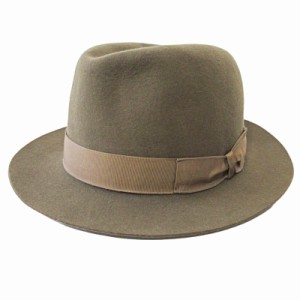 【中古】ボルサリーノ Borsalino RAIN PROOF LINE 中折れ帽 ソフト帽 フェルトハット 帽子 ブラウン 茶 61 0529 メンズ