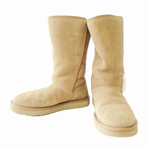 【中古】アグ UGG Klea Tall Suede Sheepskin BOOTS ロング ムートン ブーツ シープスキン ベージュ 7 24cm 0604 レディース