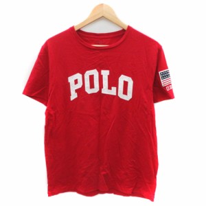 【中古】ポロ ラルフローレン Tシャツ カットソー 半袖 ラウンドネック ロゴ刺? M 赤 レッド /YK8 メンズ