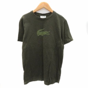 【中古】ラコステ LACOSTE Tシャツ カットソー 半袖 ラウンドネック プリント XS カーキ /YK40 メンズ