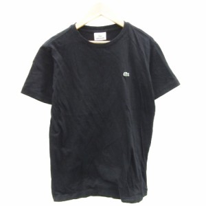 【中古】ラコステ LACOSTE Tシャツ カットソー 半袖 ラウンドネック ロゴワッペン 2 S ブラック 黒 /YM24 メンズ