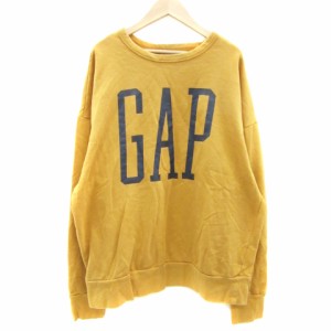 【中古】ギャップ GAP トレーナー 長袖 ラウンドネック プリント 裏起毛 M イエロー 黄色 /YM31 メンズ