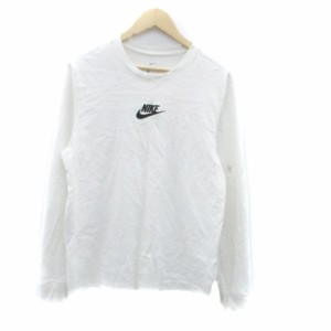 【中古】ナイキ NIKE Tシャツ カットソー ラウンドネック 長袖 ロゴ プリント XL オフホワイト /HO20 メンズ