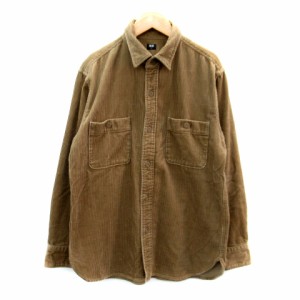 【中古】ユニクロ UNIQLO コーデュロイワークシャツ カジュアルシャツ 長袖 無地 L 茶 ブラウン /SY12 メンズ