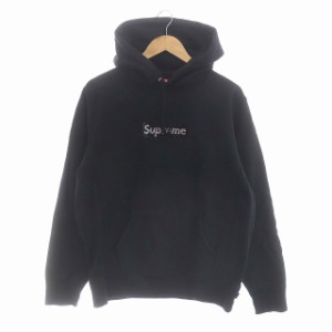 【中古】シュプリーム × SWAROVSKI Box Logo Hooded Sweatshir パーカー 長袖 プルオーバー 裏起毛 M 黒 ■SH メンズ