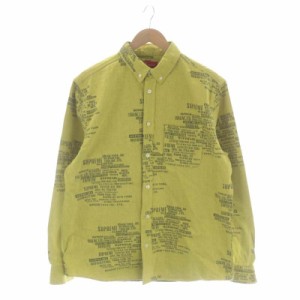 【中古】シュプリーム 23SS Trademark Jacquard Denim Shirt デニム シャツ 長袖 プリント コットン M 黄色 黒